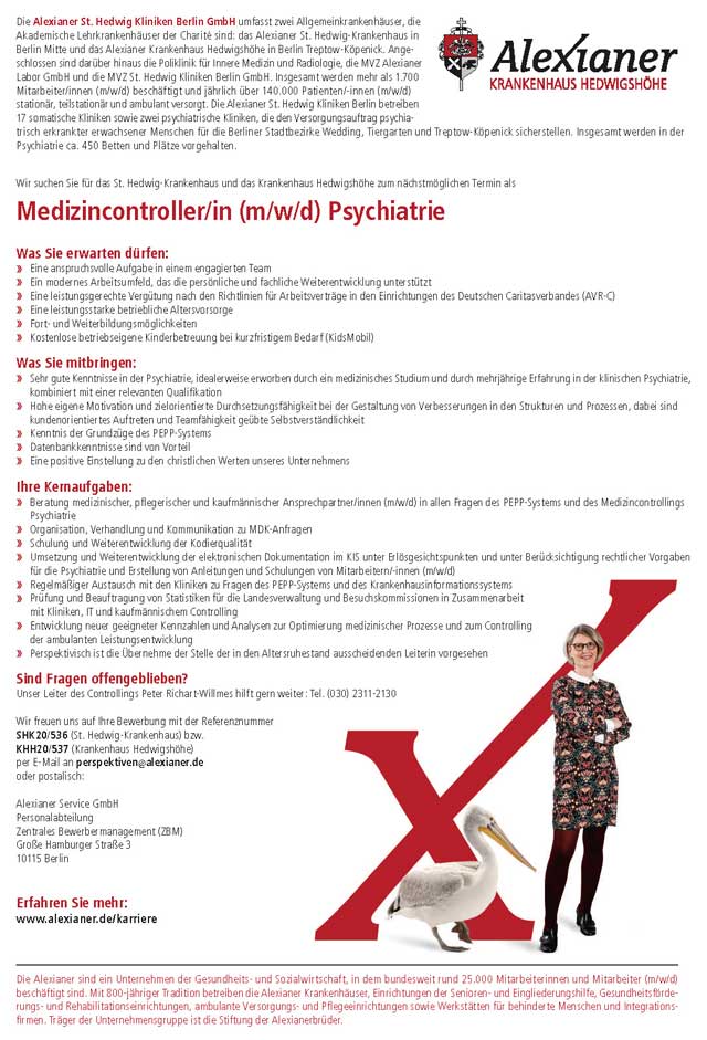 Alexianer St. Hedwig Kliniken Berlin GmbH: Medizincontroller Psychiatrie (m/w/d)