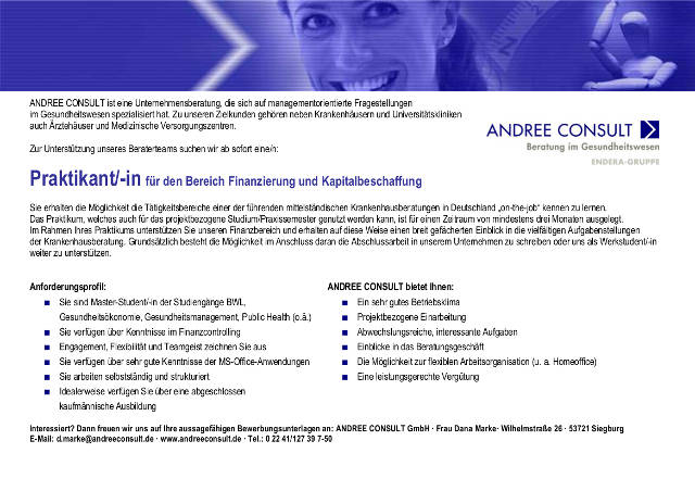Andree Consult GmbH, Siegburg: Praktikant (m/w)