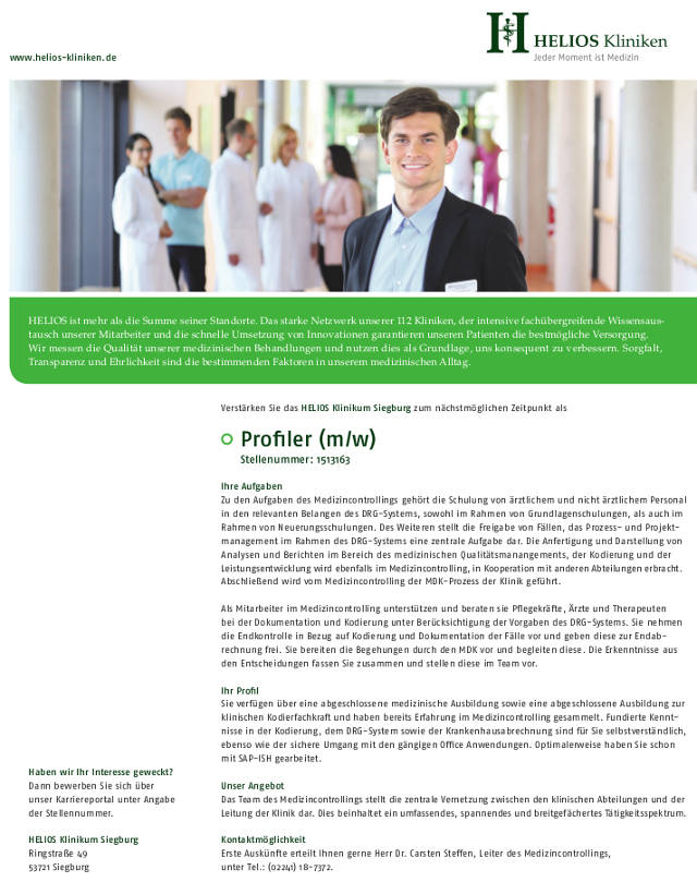 HELIOS Klinikum Siegburg: Profiler (m/w)