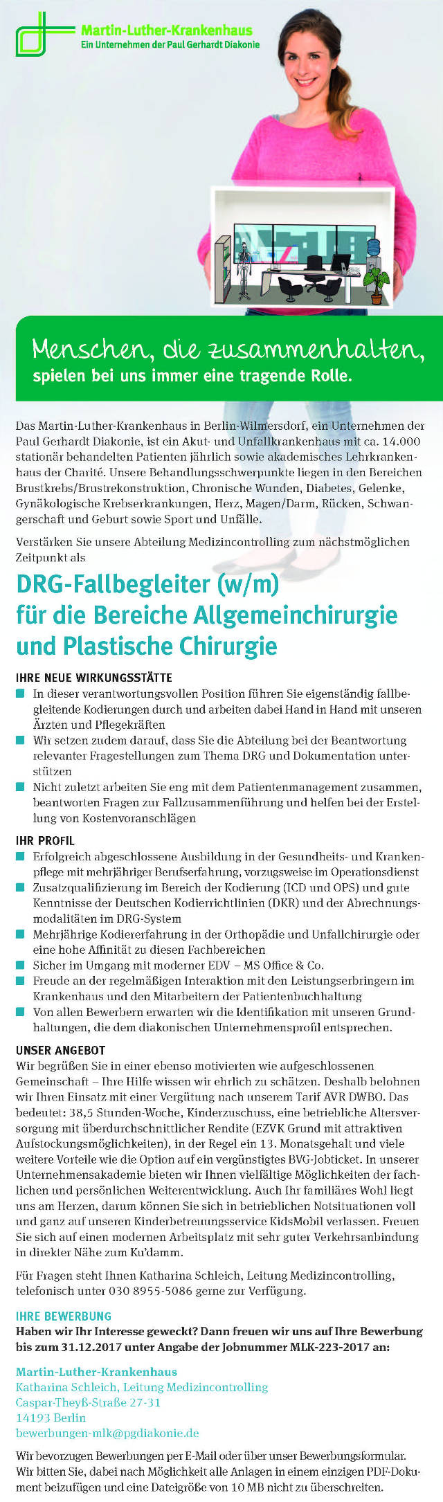 Martin-Luther-Krankenhaus, Berlin-Wilmersdorf: DRG-Fallbegleiter (w/m)