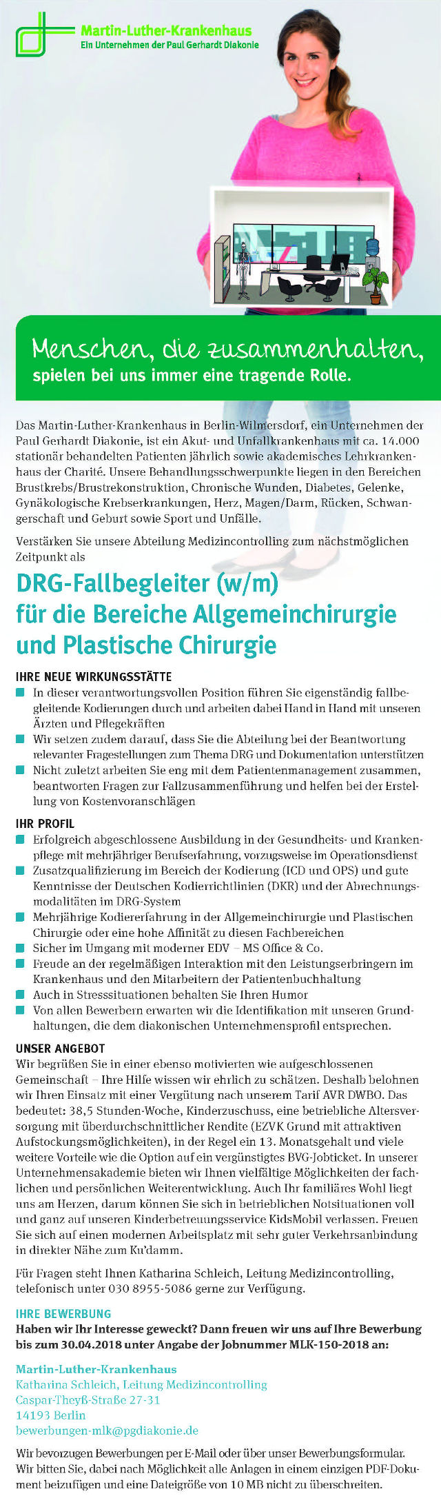 Martin-Luther-Krankenhaus, Berlin-Wilmersdorf: DRG-Fallbegleiter (w/m)