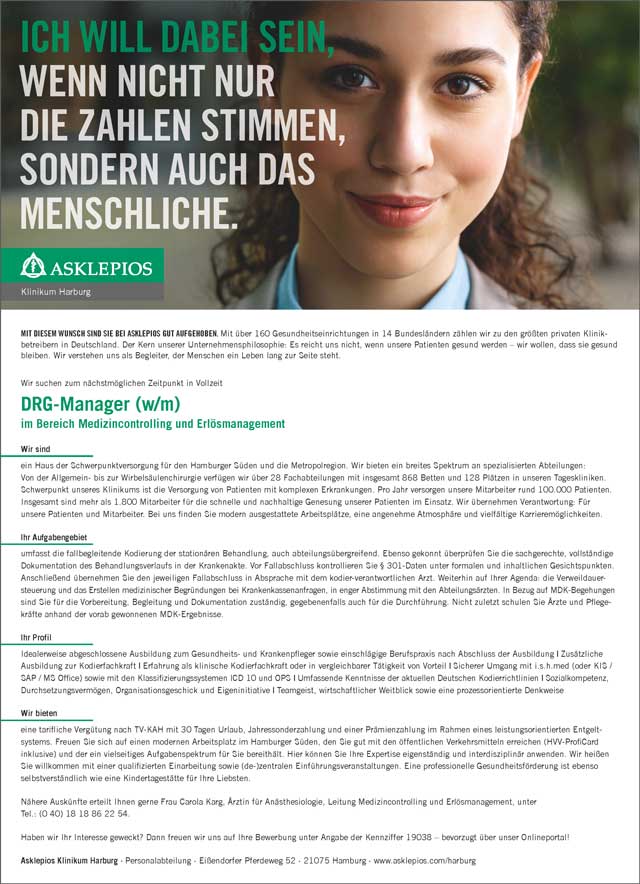 Asklepios Klinikum Harburg: DRG-Manager (w/m)