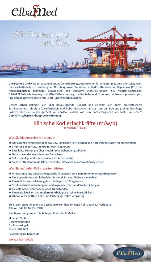 elbamed GmbH Hamburg: Klinische Kodierfachkräfte (m/w/d)