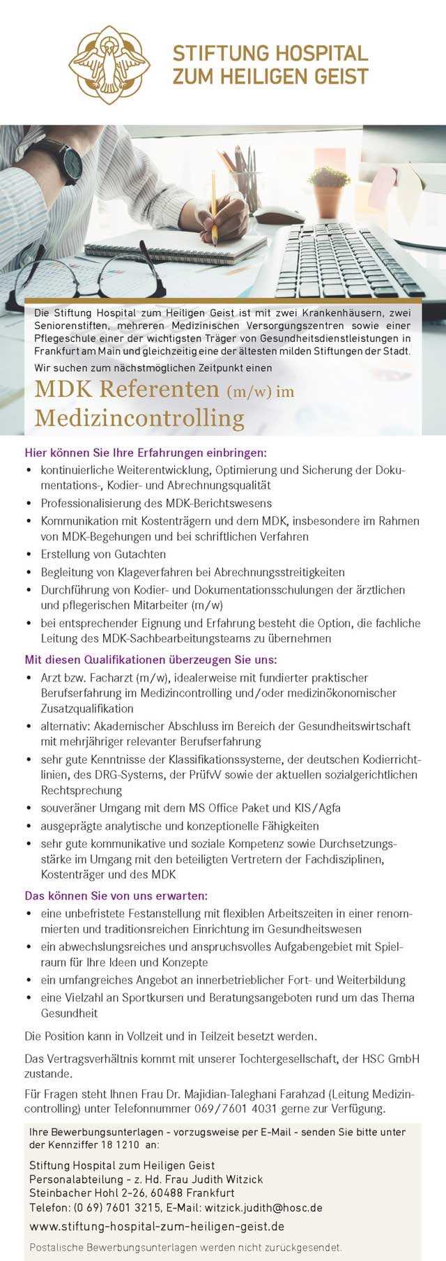Stiftung Hospital zum Heiligen Geist Frankfurt: MDK Referent (m/w)