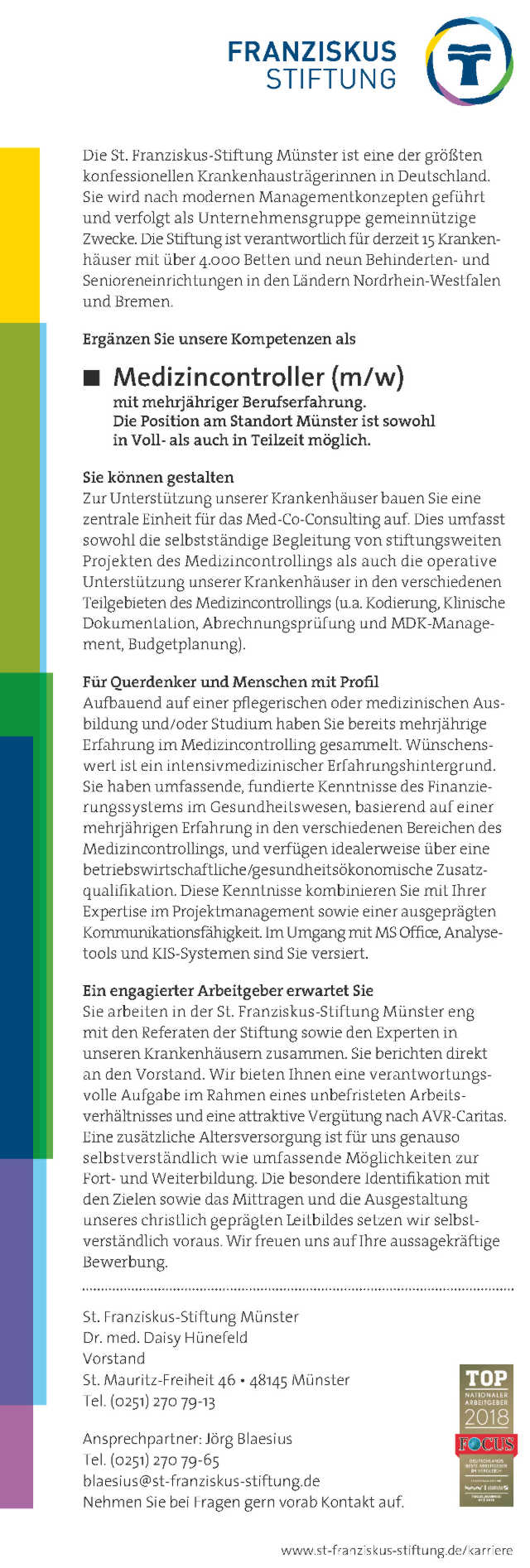 St. Franziskus-Stiftung Münster: Medizincontroller (m/w)