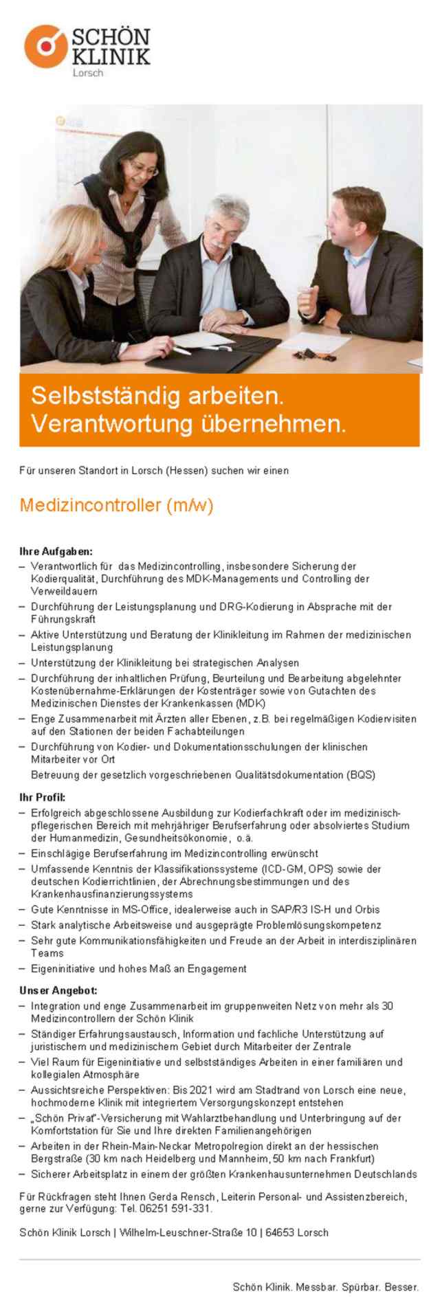 Schön Klinik Lorsch: Medizincontroller (m/w)